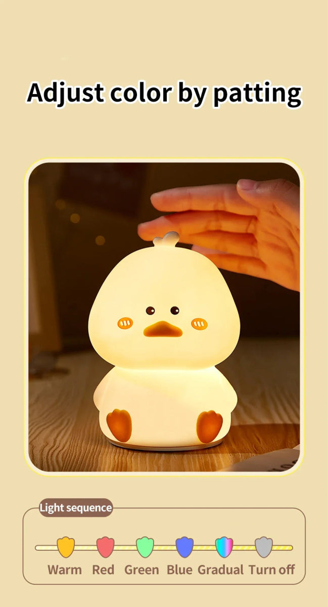 LED Night Light Cute Duck Silicone Patting Lamp - Figgostyle