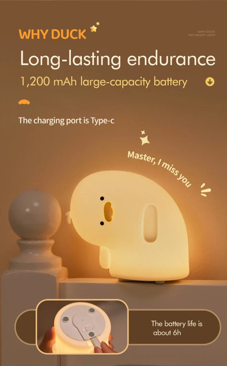 LED Night Light Cute Duck Silicone Patting Lamp - Figgostyle