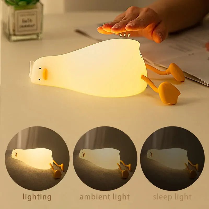 LED Night Light Cute Duck Silicone Patting Lamp - Figgostyle