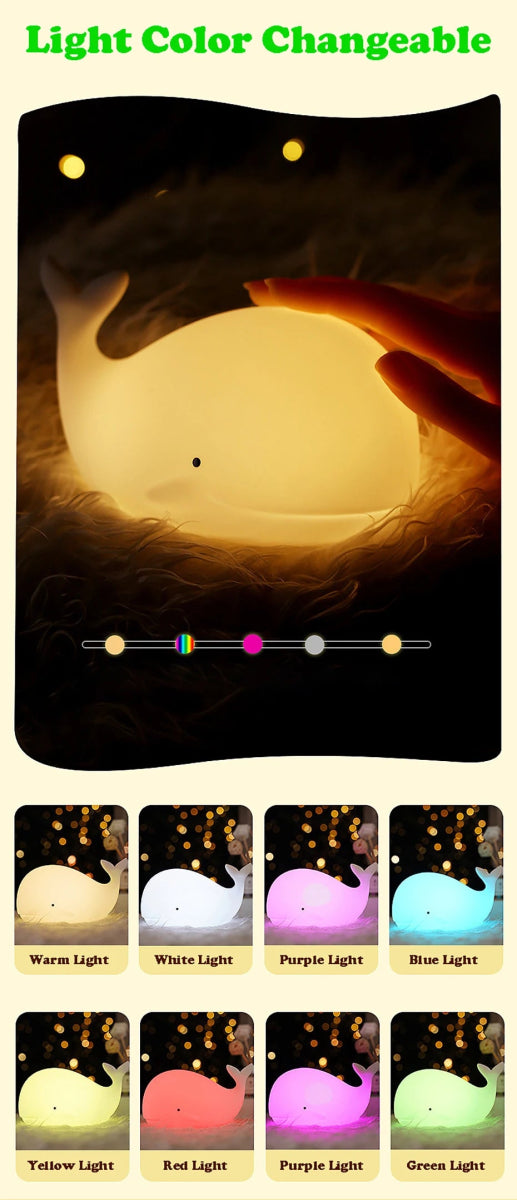 LED Night Light Cute Whale Cartoon animals - Figgostyle
