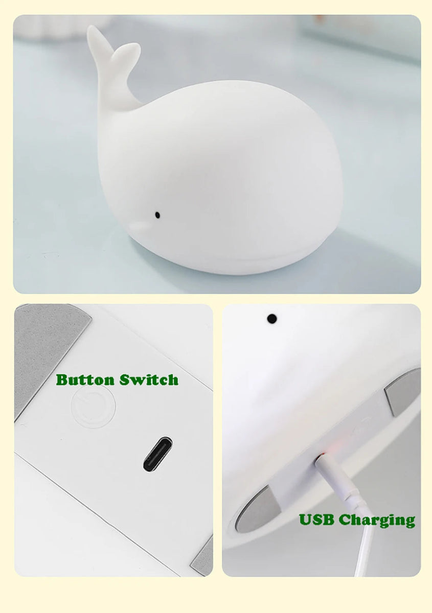 LED Night Light Cute Whale Cartoon animals - Figgostyle