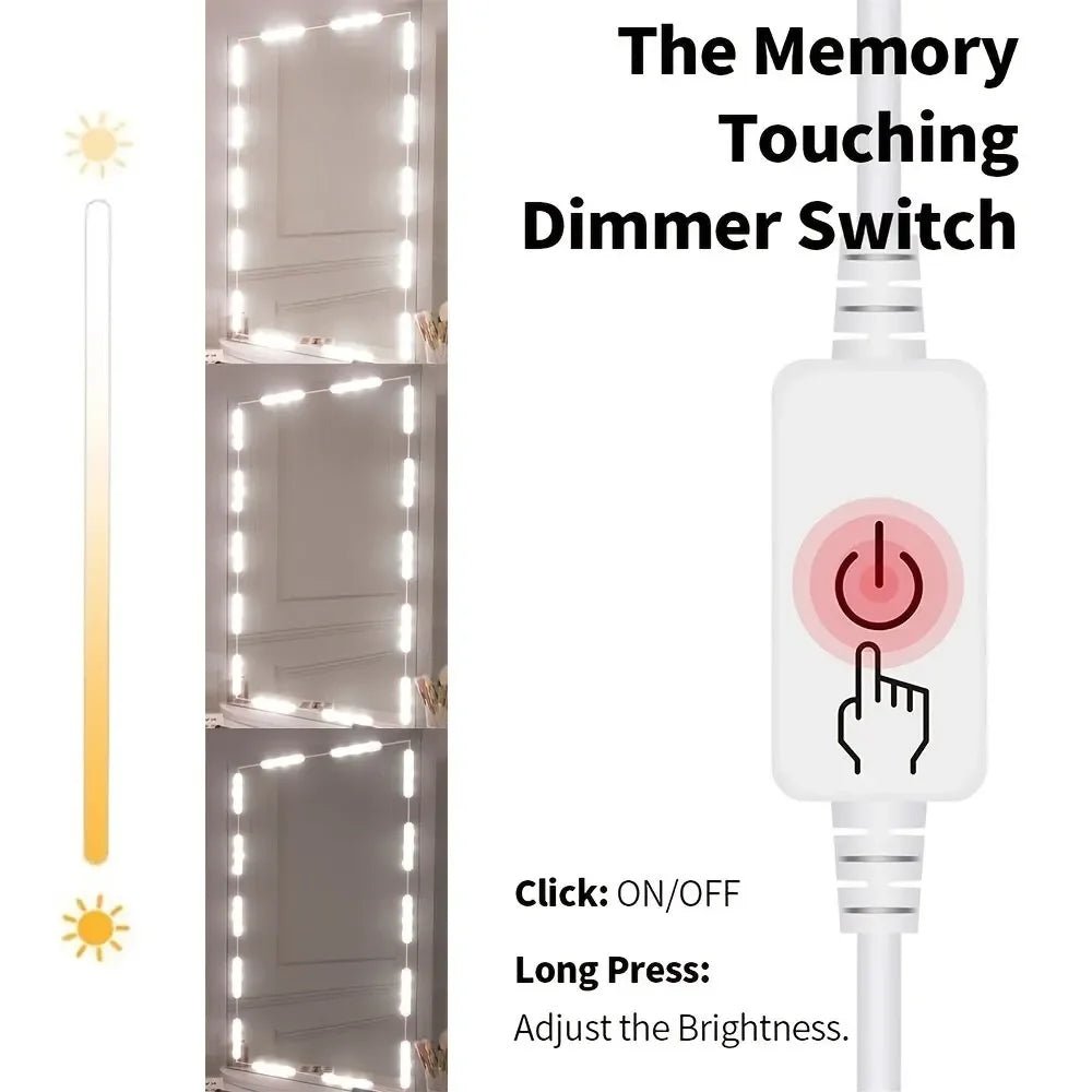 Led Vanity Mirror Lights Kit Vanity Make Up Light Dressing Table Strip Light Touch Control Dimmable Waterproof Mirror Front Lamp - Figgostyle