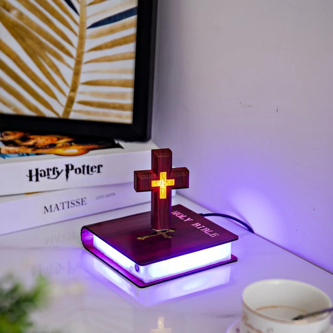 Levitating Cross Lamp Floating Bible Night Light - Figgostyle