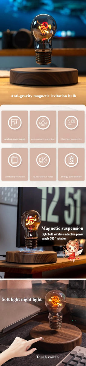 Magnetic Levitation Lamp 360° Rotation Creativity Floating Glass LED Bulb - Figgostyle