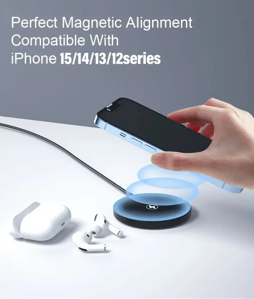 Magnetic Wireless Charger Pad Stand For iPhone 16 15 14 13 12 Pro Max AirPods Phone Chargers Type C Fast Charging Dock Station - Figgostyle