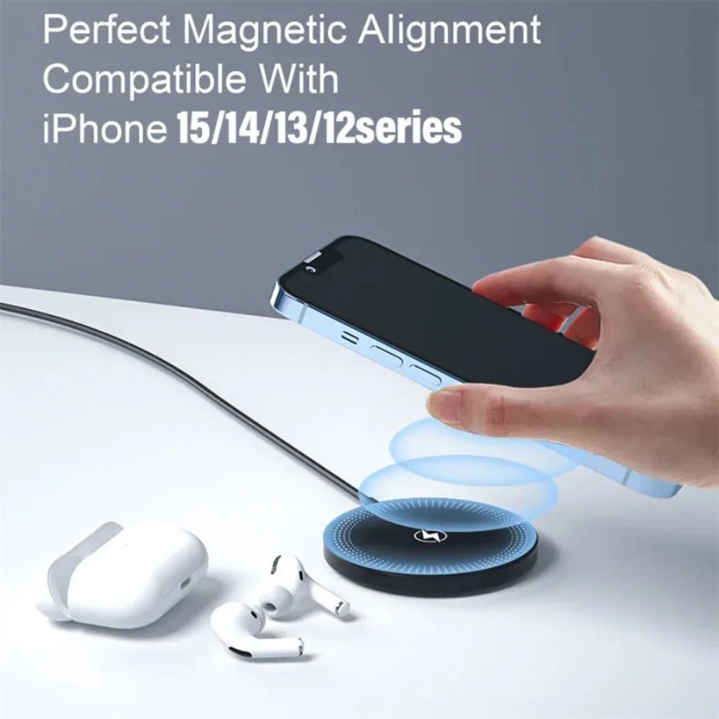 Magnetic Wireless Charger Pad Stand For iPhone 16 15 14 13 12 Pro Max AirPods Phone Chargers Type C Fast Charging Dock Station - Figgostyle