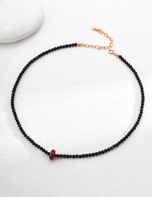 Natural Black Agate Necklace - Figgostyle