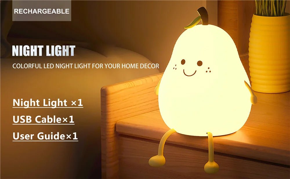 Pear Shaped Cute Silicone Nightlight - Figgostyle