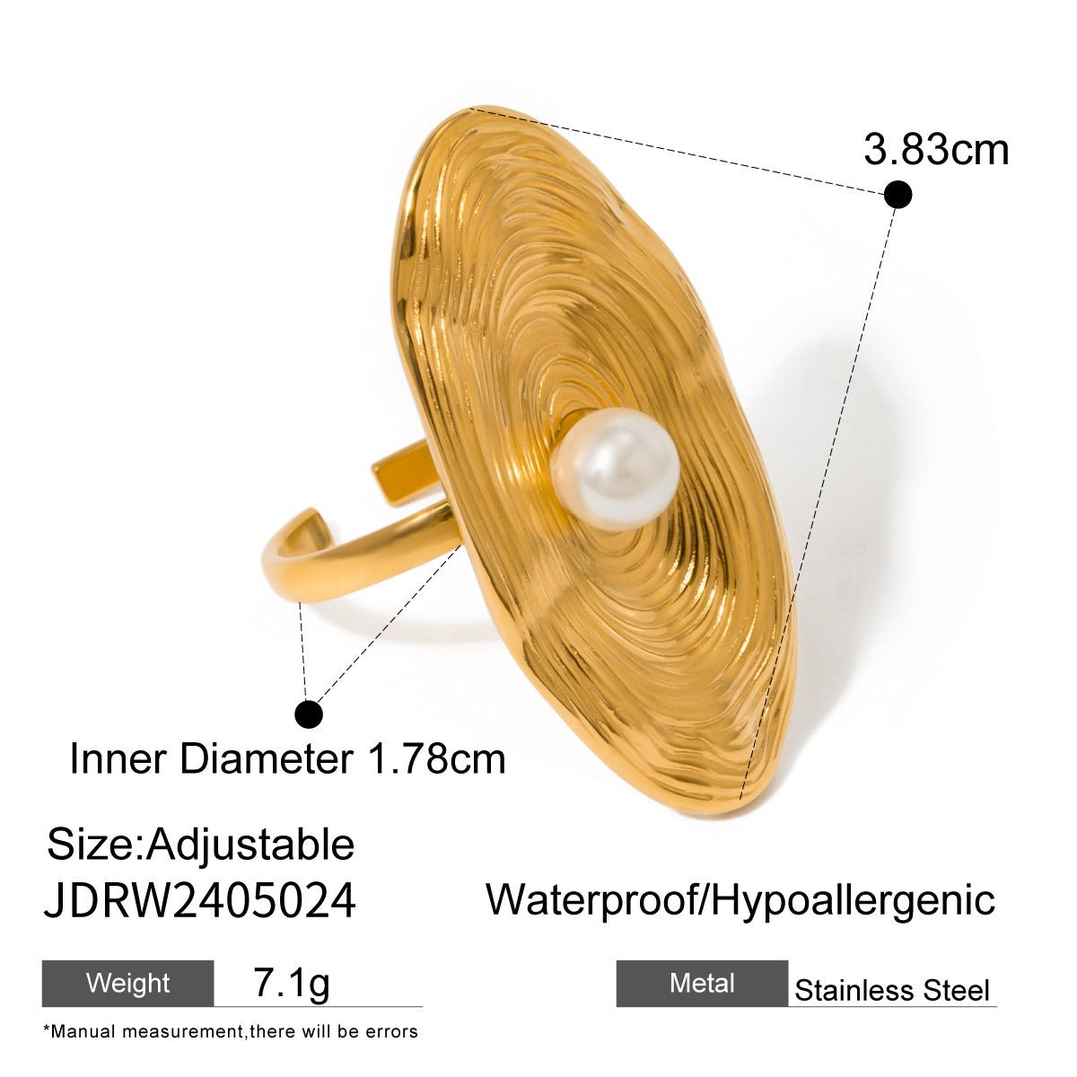 Pearl Titanium Steel Ring - Figgostyle