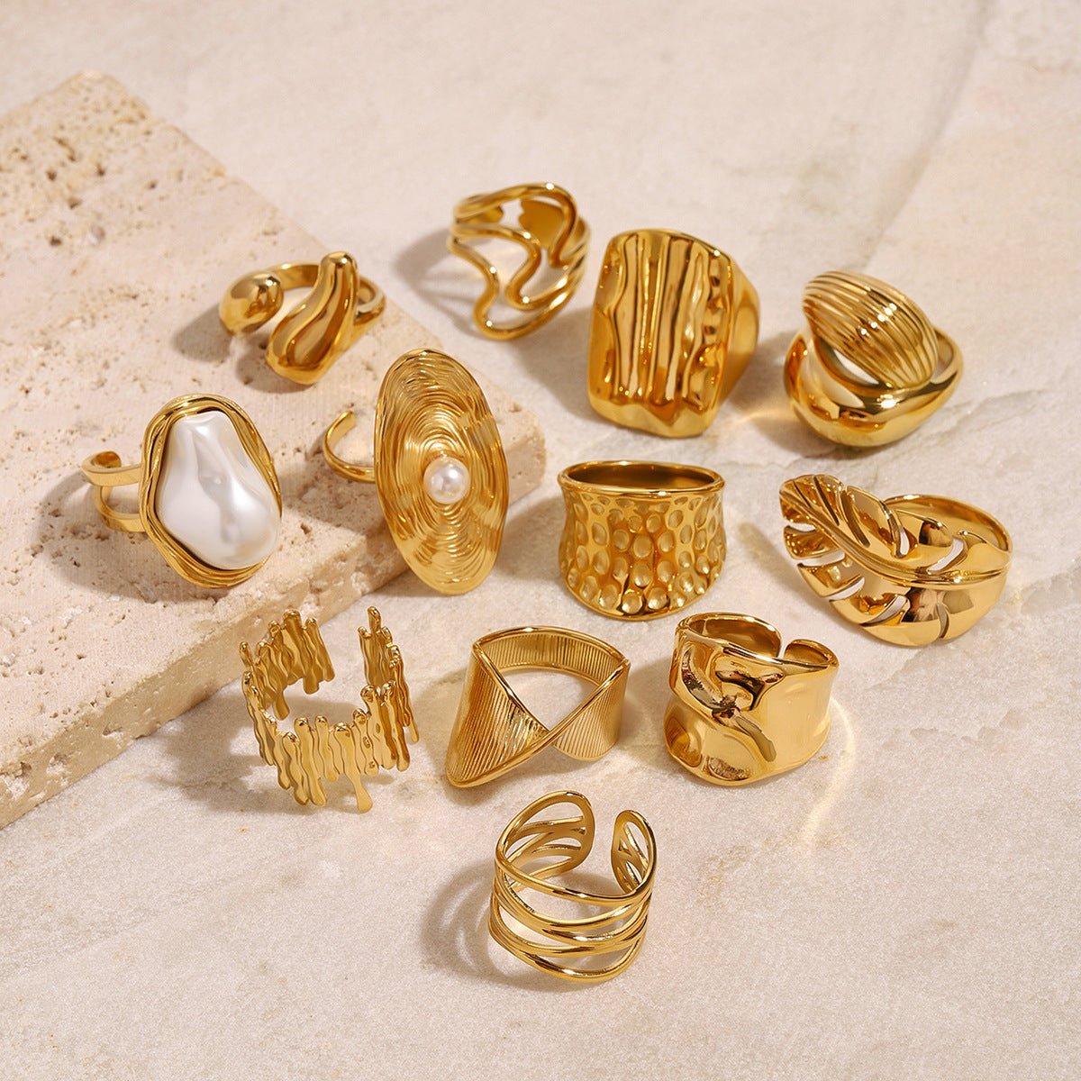 Pearl Titanium Steel Ring - Figgostyle