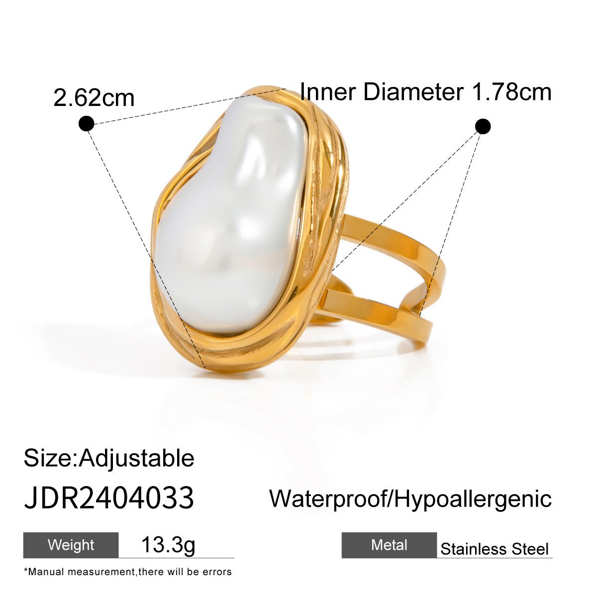 Pearl Titanium Steel Ring - Figgostyle