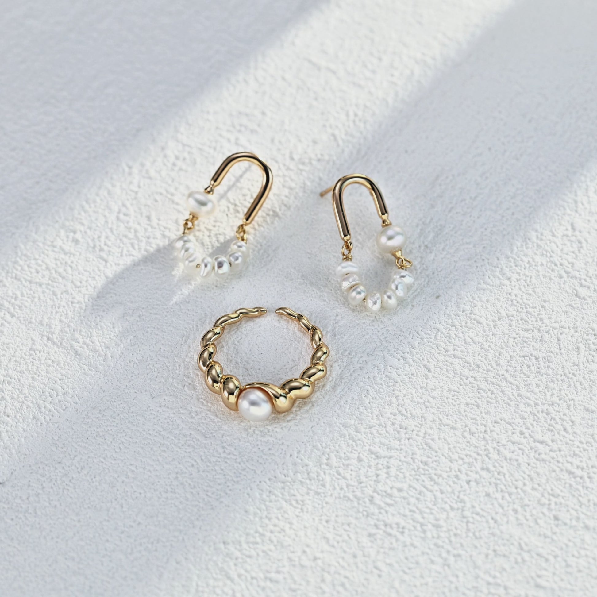 S925 Sterling Silver Simple Natural Pearl Ring