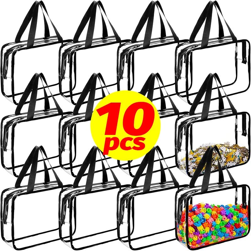 Reusable Large Toy Storage Bags Clear PVC Board Game Pouches Travel Waterproof Organizer Bags for Books Building Blocks Puzzle - Figgostyle