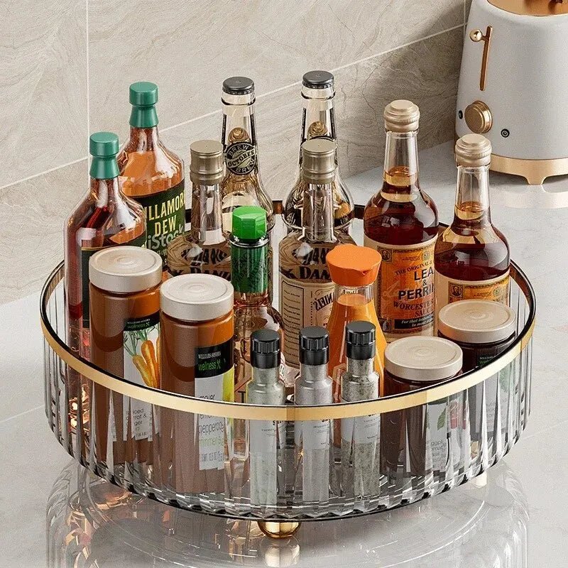 Rotating Tray Spice Rack Pantry Cabinet Turntable With Base Storage Bin Kitchen Organizer For Seasoning Cosmetic Storage Box - Figgostyle