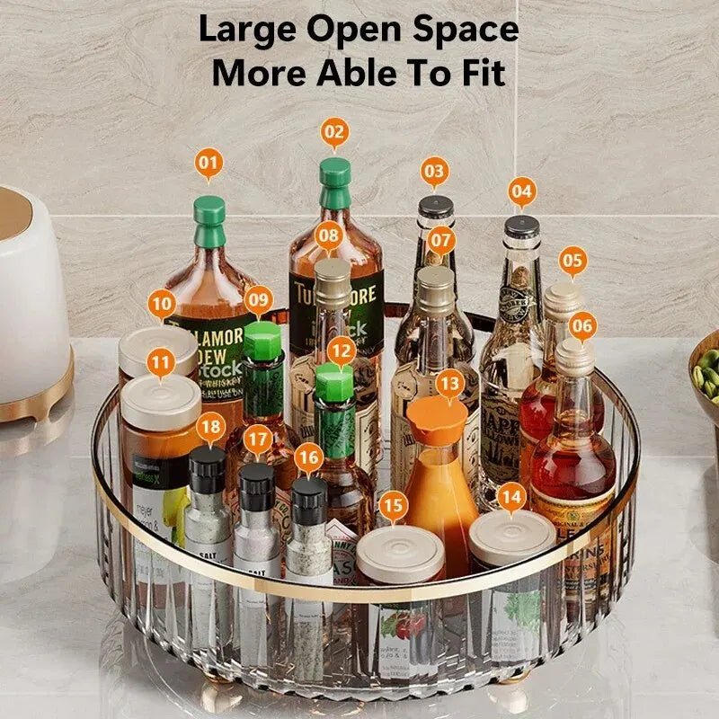 Rotating Tray Spice Rack Pantry Cabinet Turntable With Base Storage Bin Kitchen Organizer For Seasoning Cosmetic Storage Box - Figgostyle