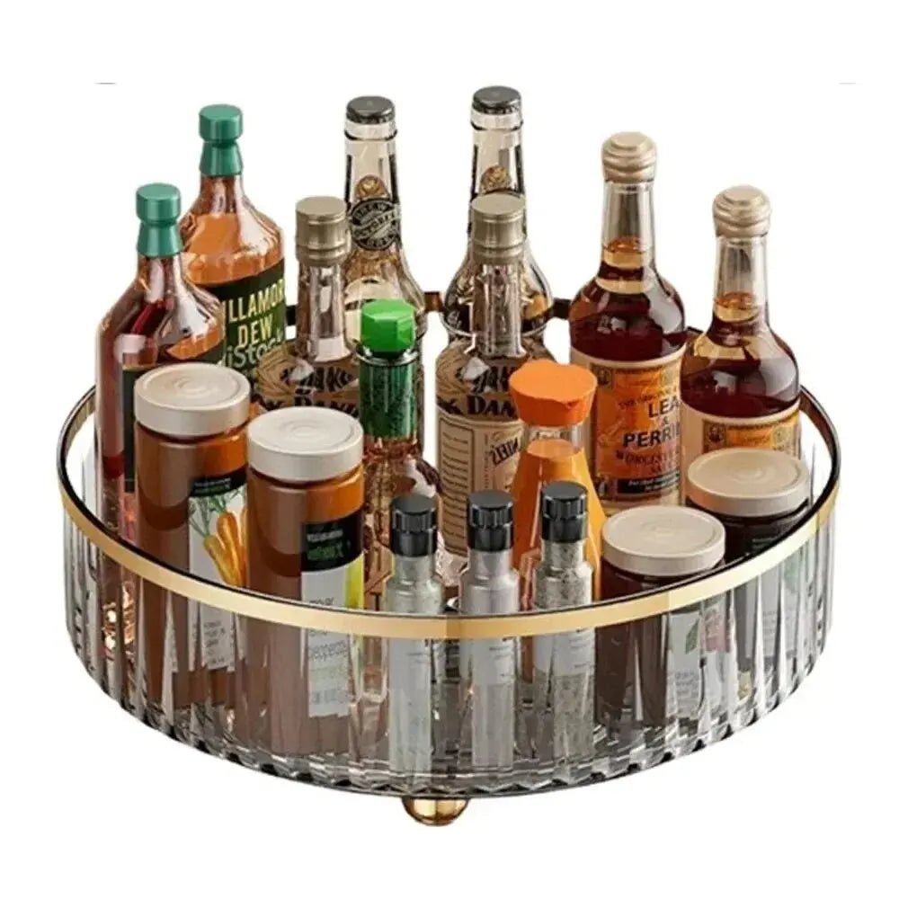 Rotating Tray Spice Rack Pantry Cabinet Turntable With Base Storage Bin Kitchen Organizer For Seasoning Cosmetic Storage Box - Figgostyle