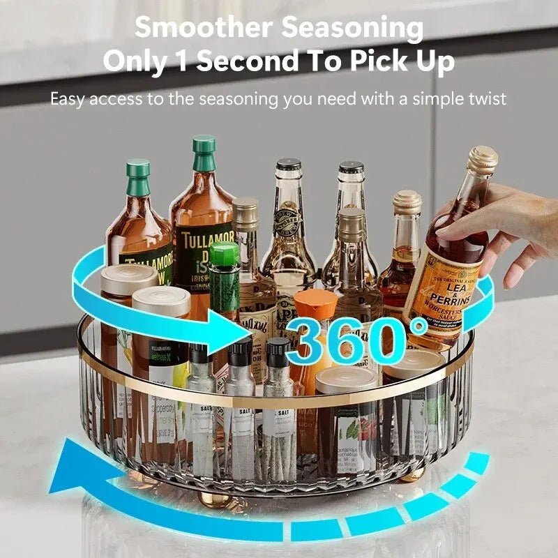 Rotating Tray Spice Rack Pantry Cabinet Turntable With Base Storage Bin Kitchen Organizer For Seasoning Cosmetic Storage Box - Figgostyle