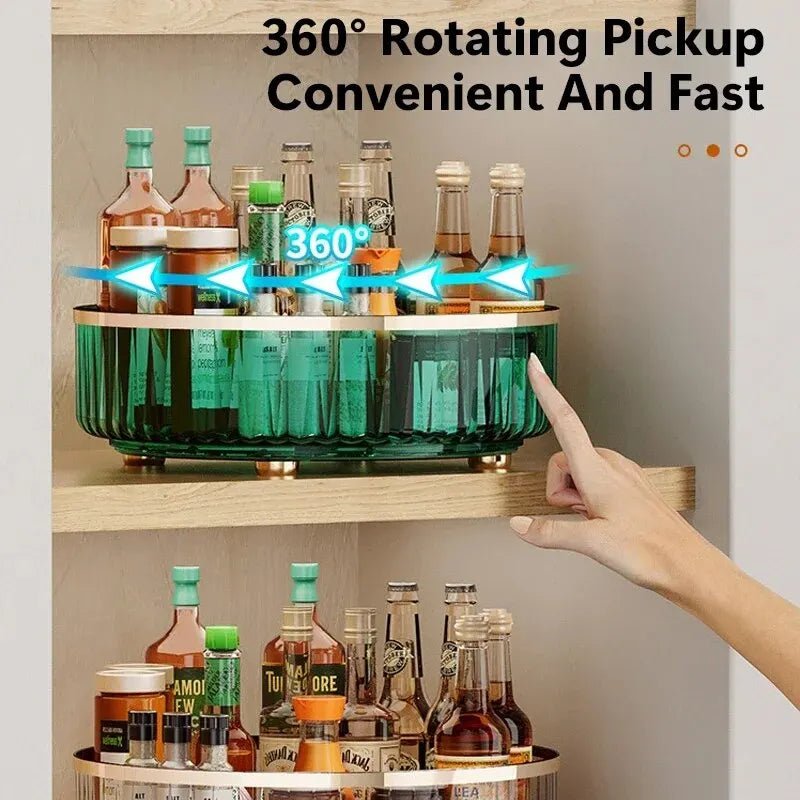 Rotating Tray Spice Rack Pantry Cabinet Turntable With Base Storage Bin Kitchen Organizer For Seasoning Cosmetic Storage Box - Figgostyle