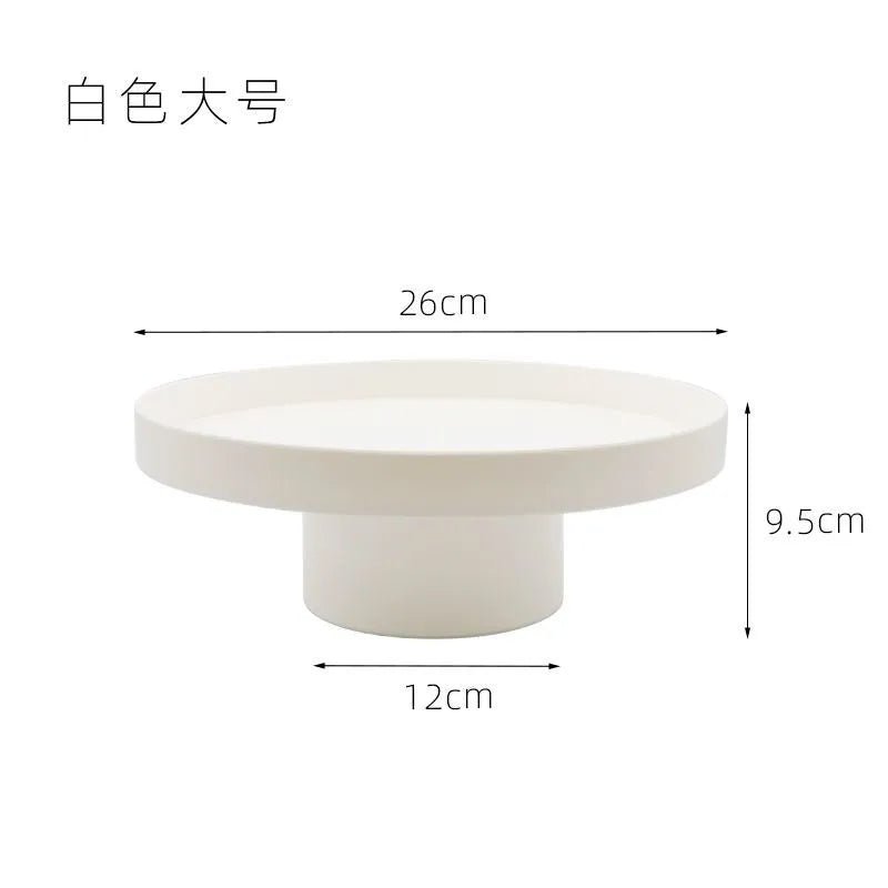 Round Black White Decorative Tray Storage Organizer ABS Tray Fruit Perfume Cosmetic Tray Home Decor Plates Simple Storage Plate - Figgostyle