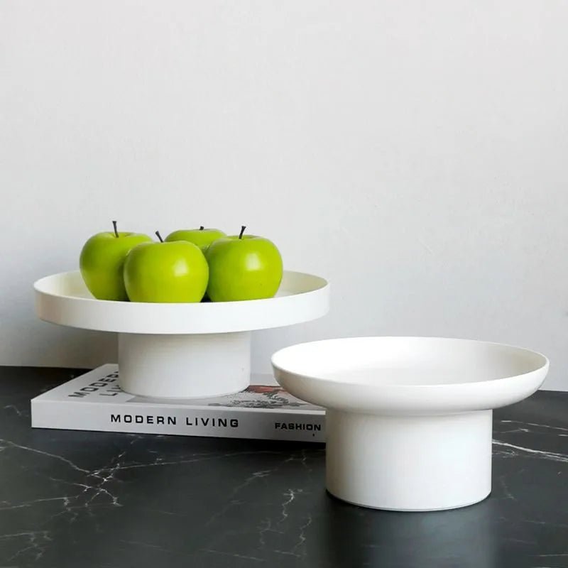 Round Black White Decorative Tray Storage Organizer ABS Tray Fruit Perfume Cosmetic Tray Home Decor Plates Simple Storage Plate - Figgostyle