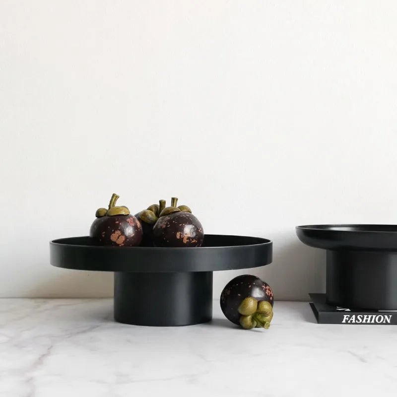 Round Black White Decorative Tray Storage Organizer ABS Tray Fruit Perfume Cosmetic Tray Home Decor Plates Simple Storage Plate - Figgostyle