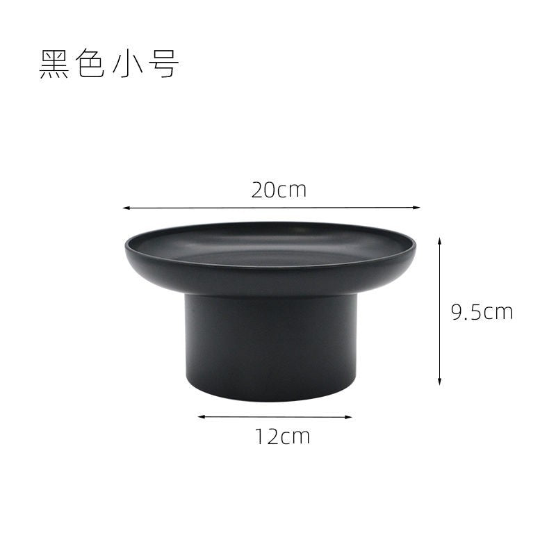 Round Black White Decorative Tray Storage Organizer ABS Tray Fruit Perfume Cosmetic Tray Home Decor Plates Simple Storage Plate - Figgostyle