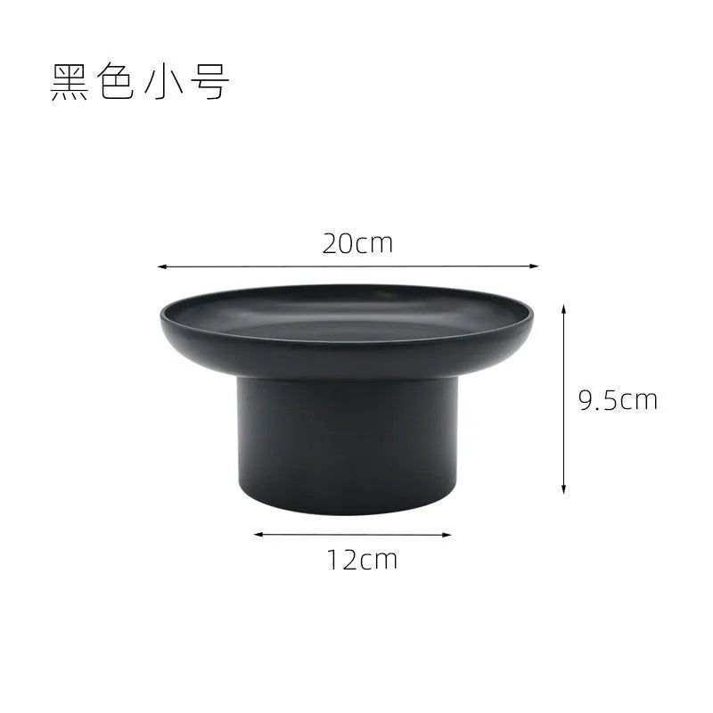 Round Black White Decorative Tray Storage Organizer ABS Tray Fruit Perfume Cosmetic Tray Home Decor Plates Simple Storage Plate - Figgostyle