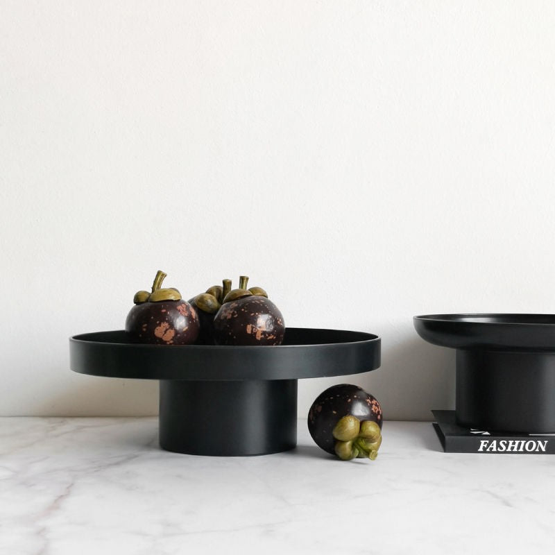 Round Black White Decorative Tray Storage Organizer ABS Tray Fruit Perfume Cosmetic Tray Home Decor Plates Simple Storage Plate - Figgostyle