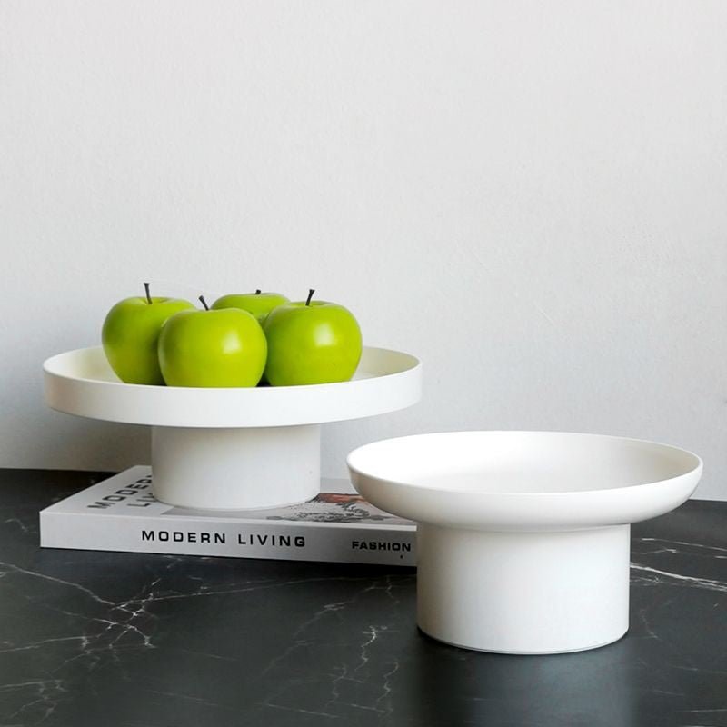 Round Black White Decorative Tray Storage Organizer ABS Tray Fruit Perfume Cosmetic Tray Home Decor Plates Simple Storage Plate - Figgostyle