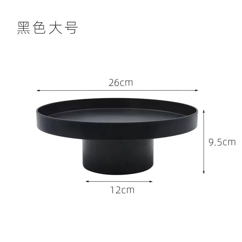 Round Black White Decorative Tray Storage Organizer ABS Tray Fruit Perfume Cosmetic Tray Home Decor Plates Simple Storage Plate - Figgostyle