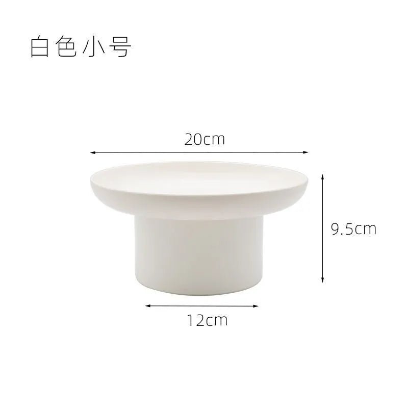 Round Black White Decorative Tray Storage Organizer ABS Tray Fruit Perfume Cosmetic Tray Home Decor Plates Simple Storage Plate - Figgostyle