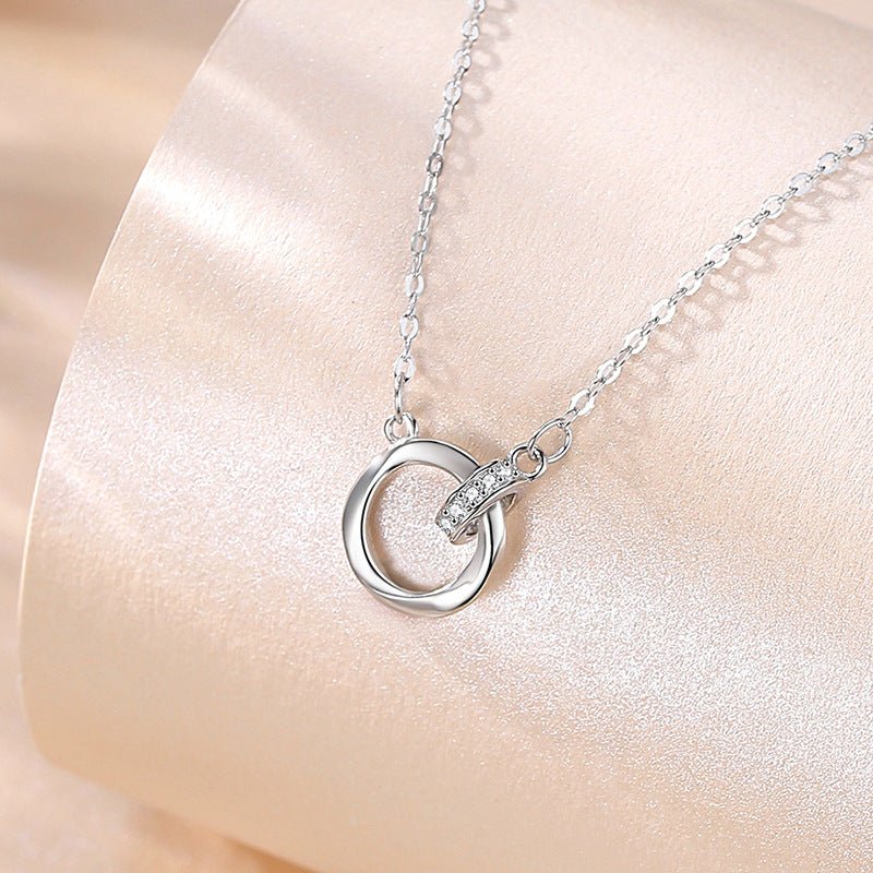S925 Sterling Silver Mobius Double Ring Necklace - Figgostyle
