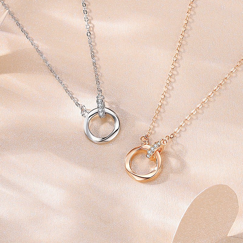 S925 Sterling Silver Mobius Double Ring Necklace - Figgostyle