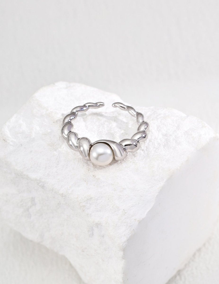 S925 Sterling Silver Simple Natural Pearl Ring - Figgostyle