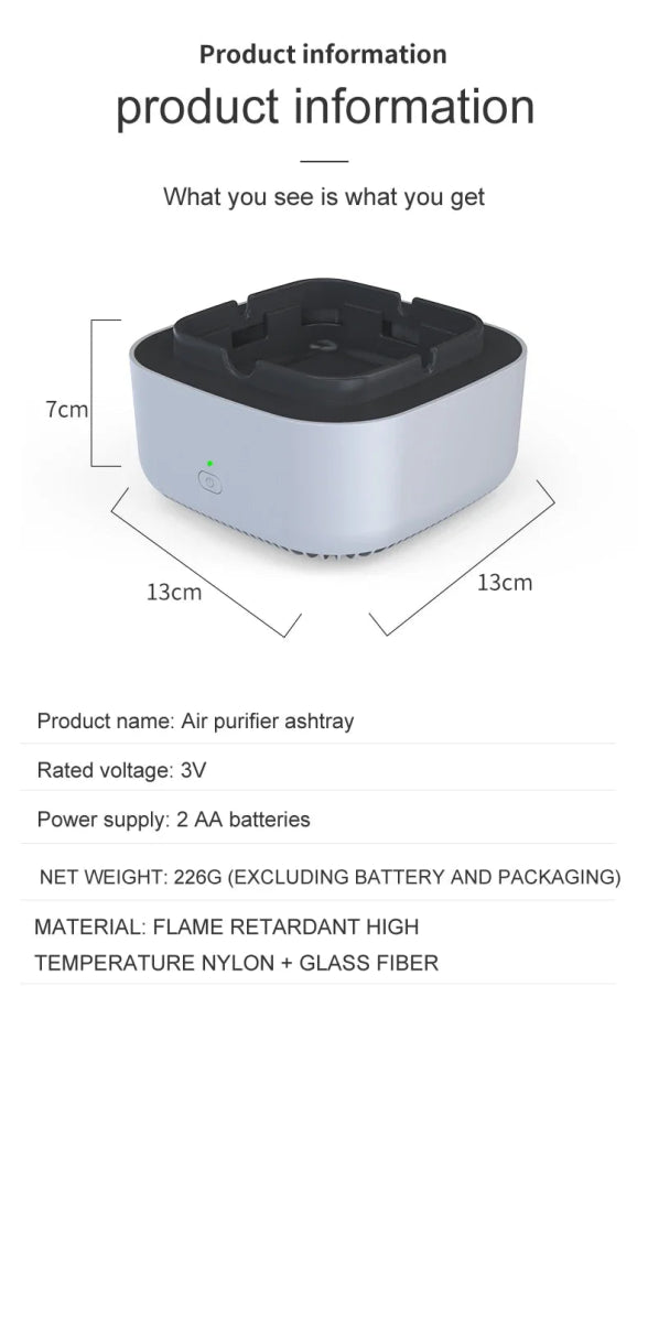 Smart Cigarette Ashtray Air Purifier, Anion Purification, Practical Automatic Purifier, Portable Gadgets for Car - Figgostyle