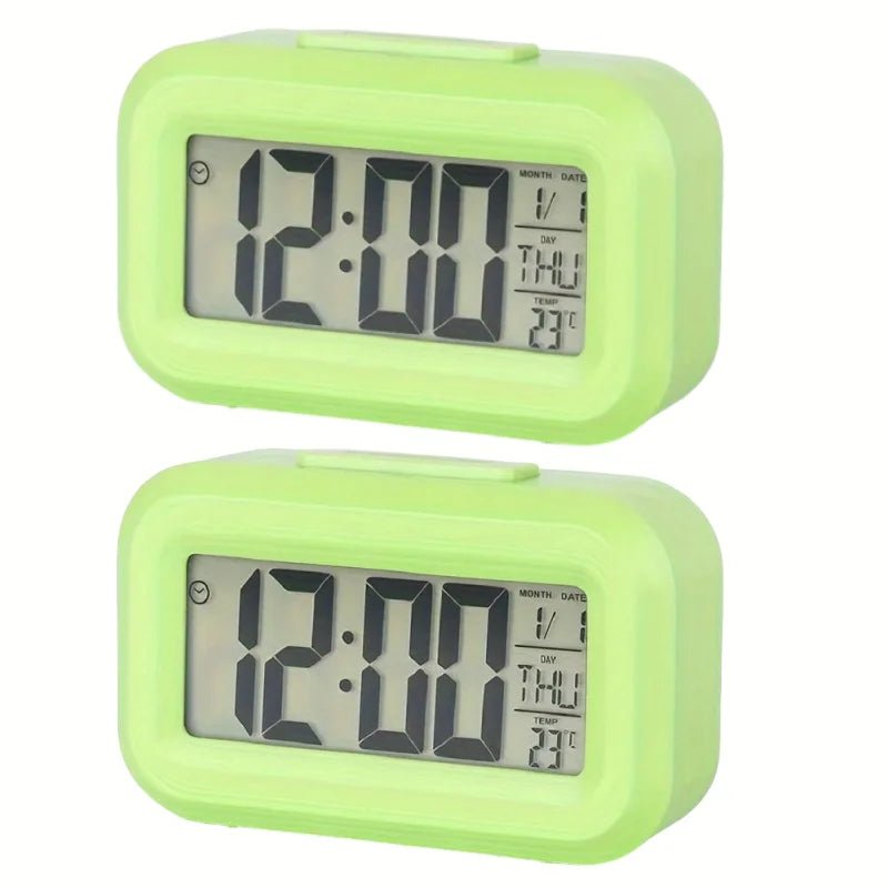 Smart Digital Alarm Clock Black White LCD Display with Temperature Calendar Timer Led Light for Bedroom Office (Without Battery) - Figgostyle