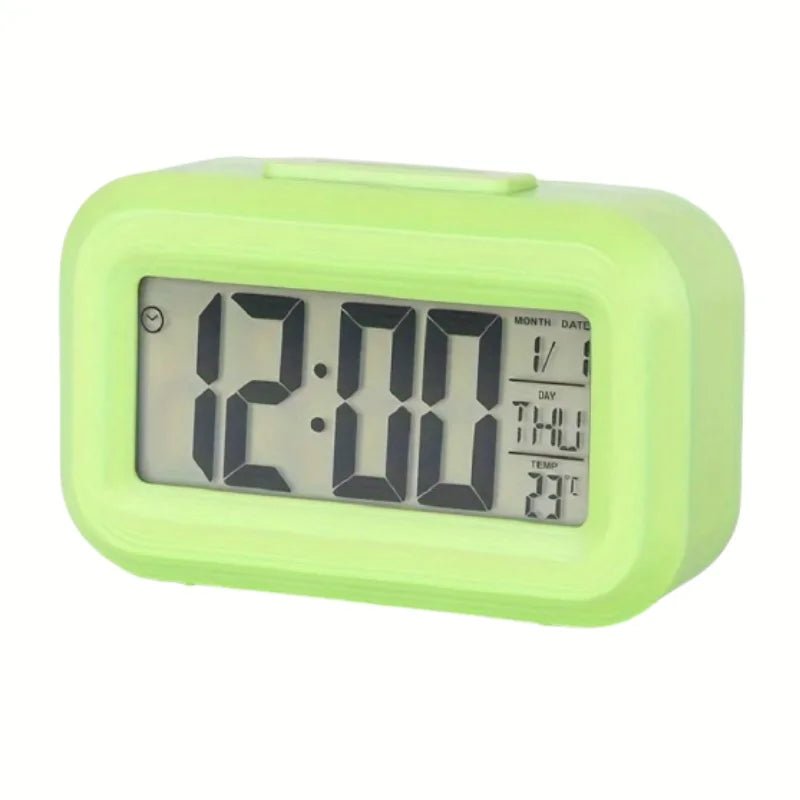 Smart Digital Alarm Clock Black White LCD Display with Temperature Calendar Timer Led Light for Bedroom Office (Without Battery) - Figgostyle