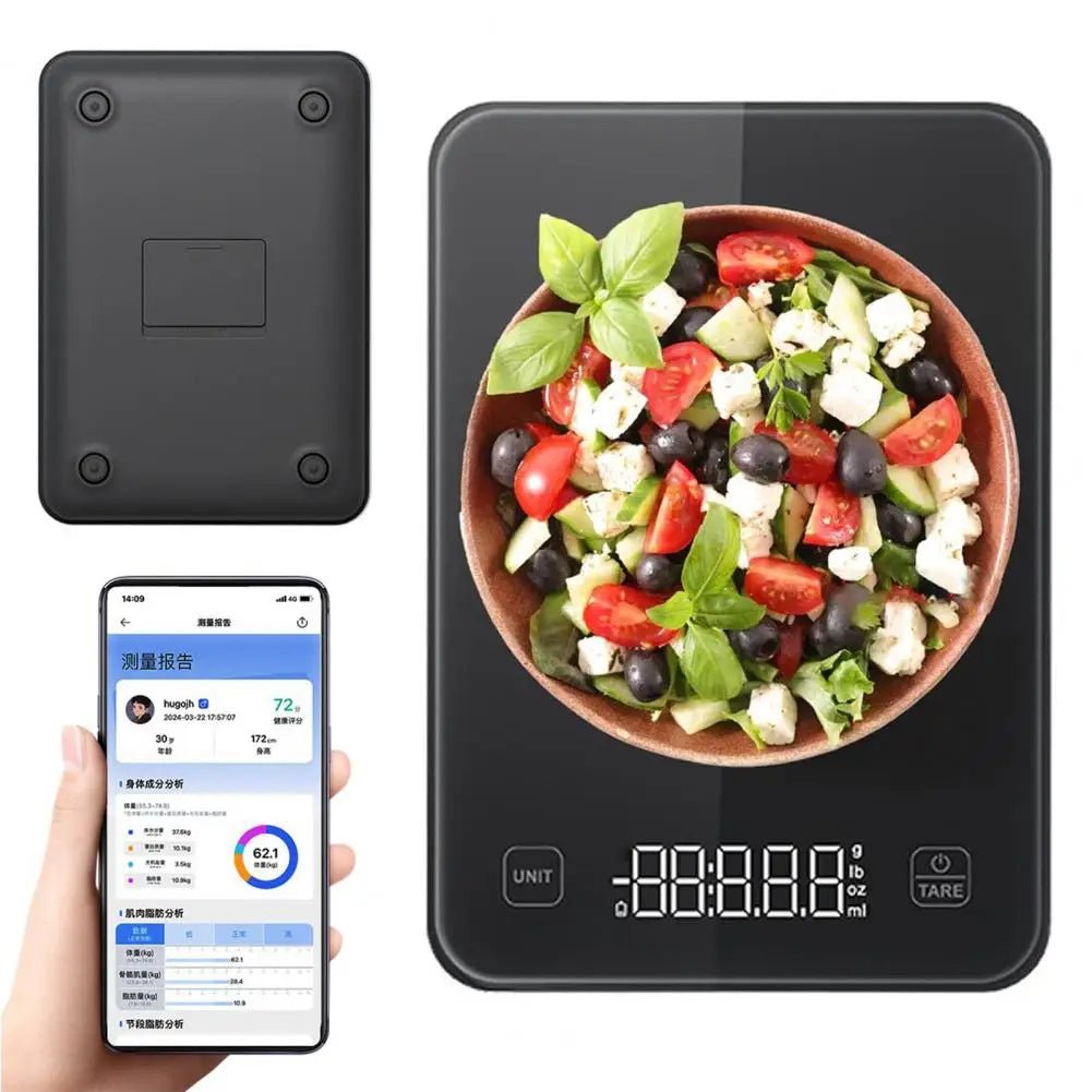 Smart Kitchen Scale Phone App 3g/10kg Electronic Scale Calorie Counter Nutrition Tracking LCD Display Digital Scale - Figgostyle