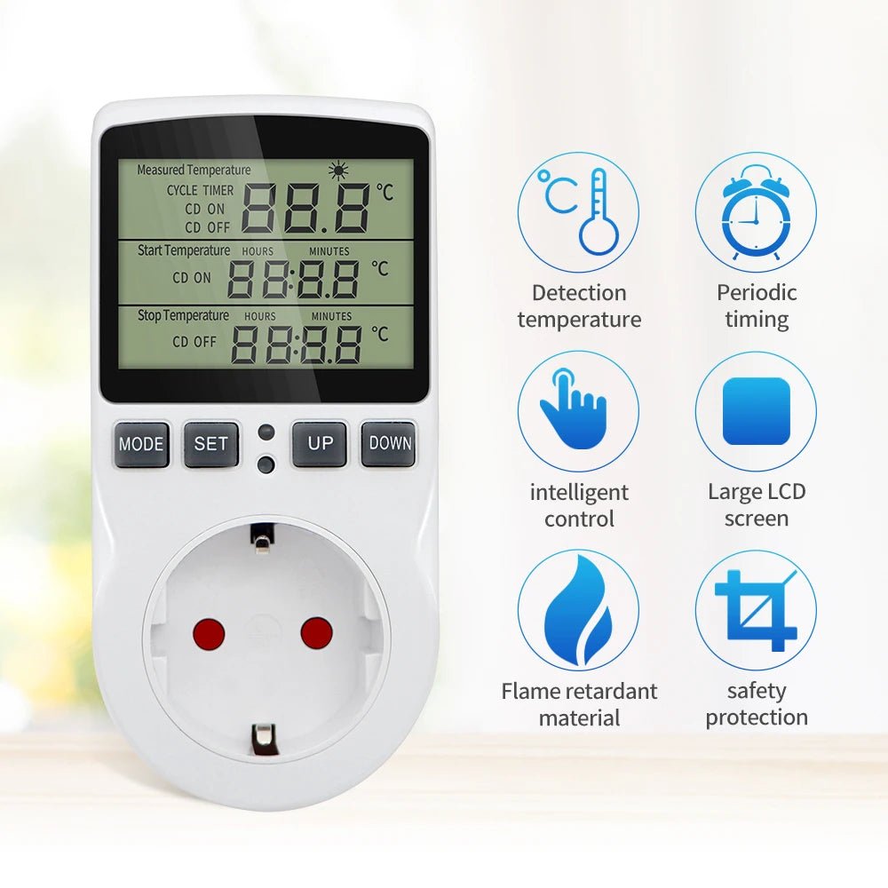 Smart Thermostat EU US UK AU FR Plug Timer Socket Multi - Function Temperature Controller Switch for Heating Cooling - Figgostyle