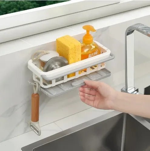 Sponge Holder Kitchen Organizer Dish Drainer Soap Rack Sink Tray Dishcloth Towel Rack Wall Mounted Storage Basket Shelf Kitchen - Figgostyle