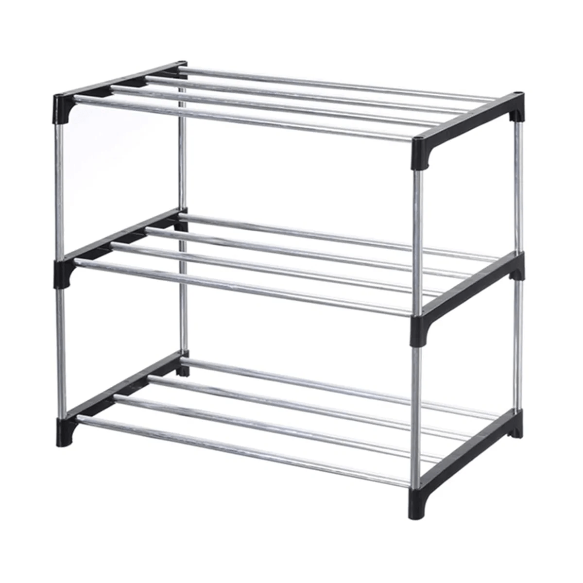 Stackable Small Shoe Rack, Entryway, Hallway and Closet Space Saving Storage and Organization (3 - Tier, Black) - Figgostyle