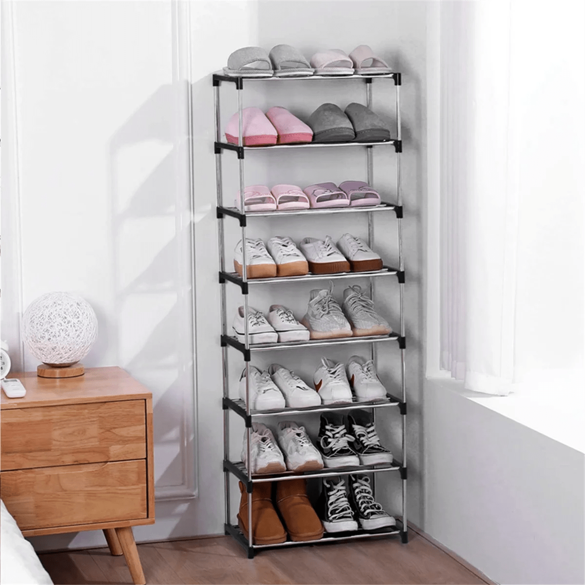 Stackable Small Shoe Rack, Entryway, Hallway and Closet Space Saving Storage and Organization (3 - Tier, Black) - Figgostyle