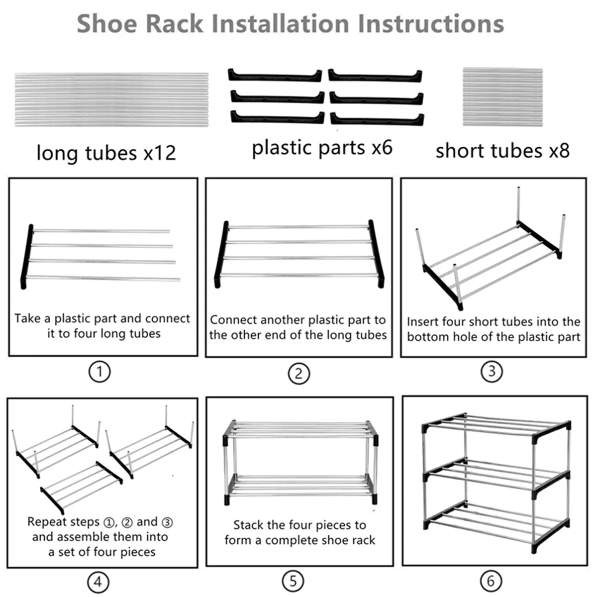Stackable Small Shoe Rack, Entryway, Hallway and Closet Space Saving Storage and Organization (3 - Tier, Black) - Figgostyle