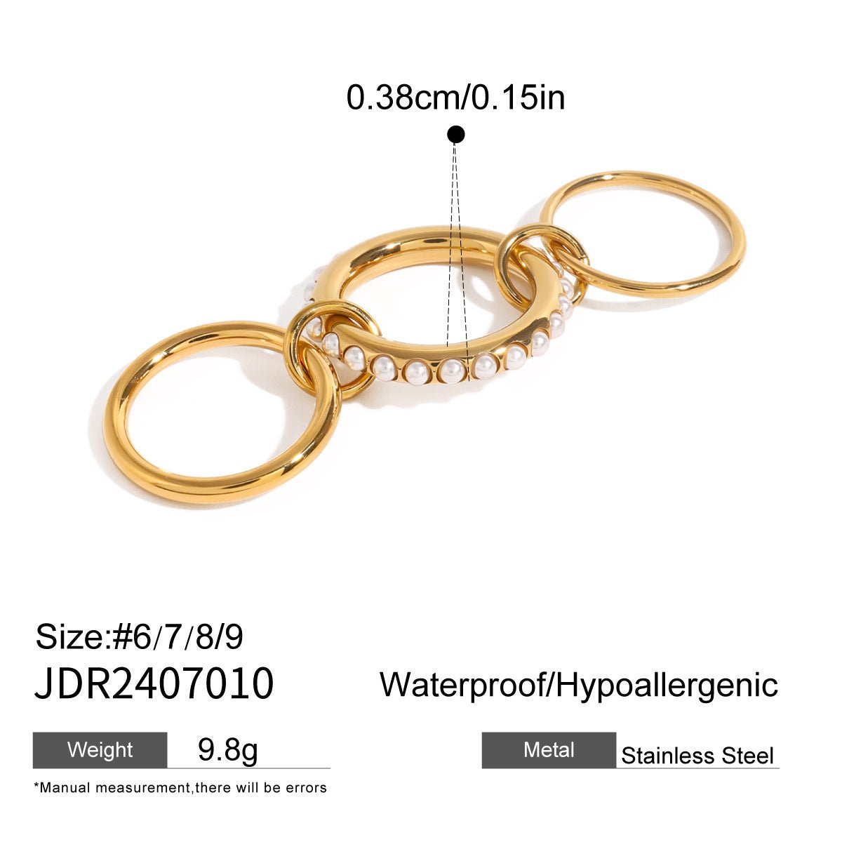 Stacked pearl rings, titanium steel non - fading jewelry - Figgostyle