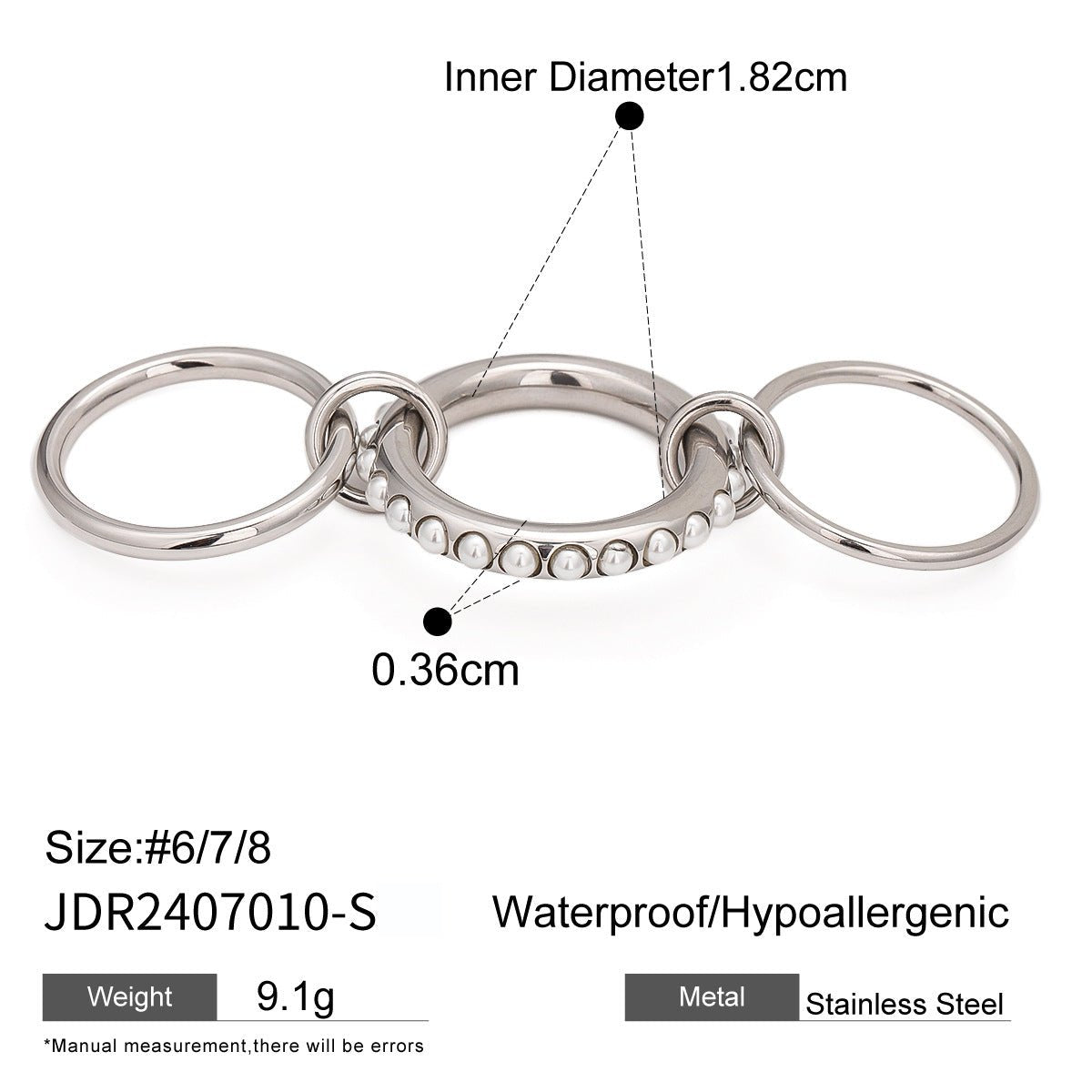 Stacked pearl rings, titanium steel non - fading jewelry - Figgostyle