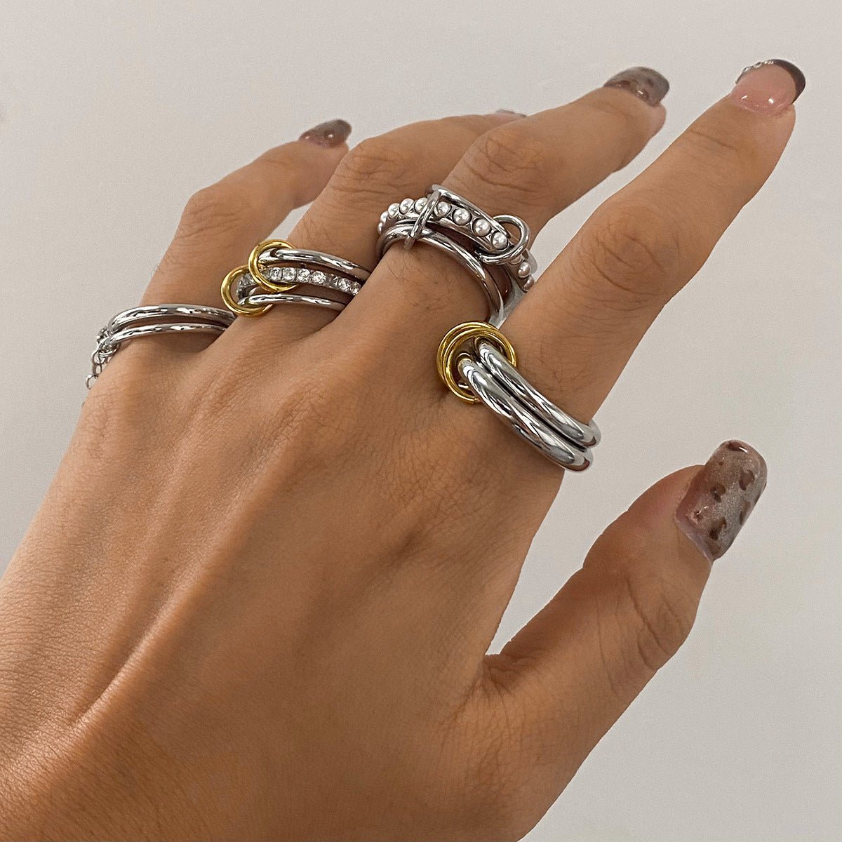 Stacked pearl rings, titanium steel non - fading jewelry - Figgostyle