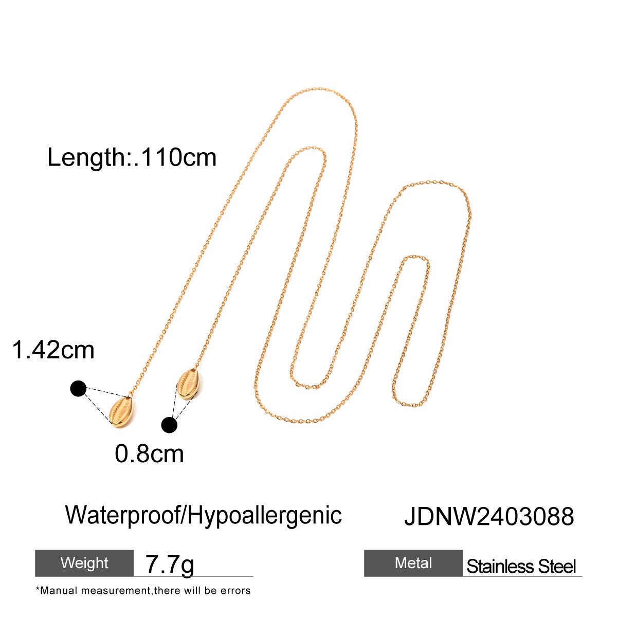 Stainless steel long seashell pendant necklace - Figgostyle