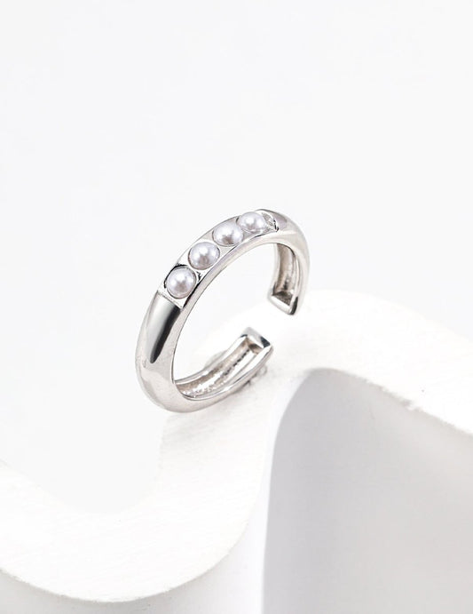 Sterling silver mother - of - pearl ring - Figgostyle