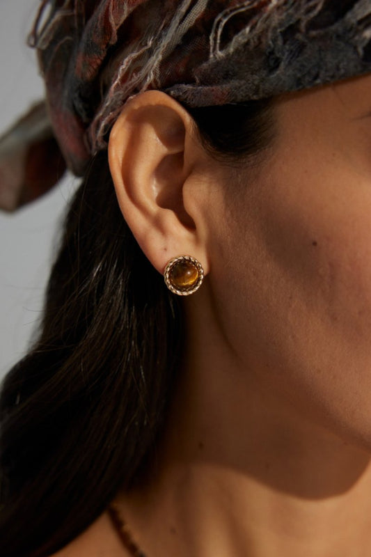 Sterling silver tiger's eye earrings - Figgostyle