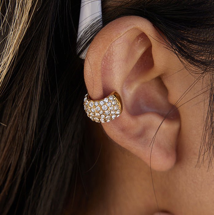 Titanium steel C - hoop earrings, luxurious and sophisticated earrings with zircon ear clips - Figgostyle